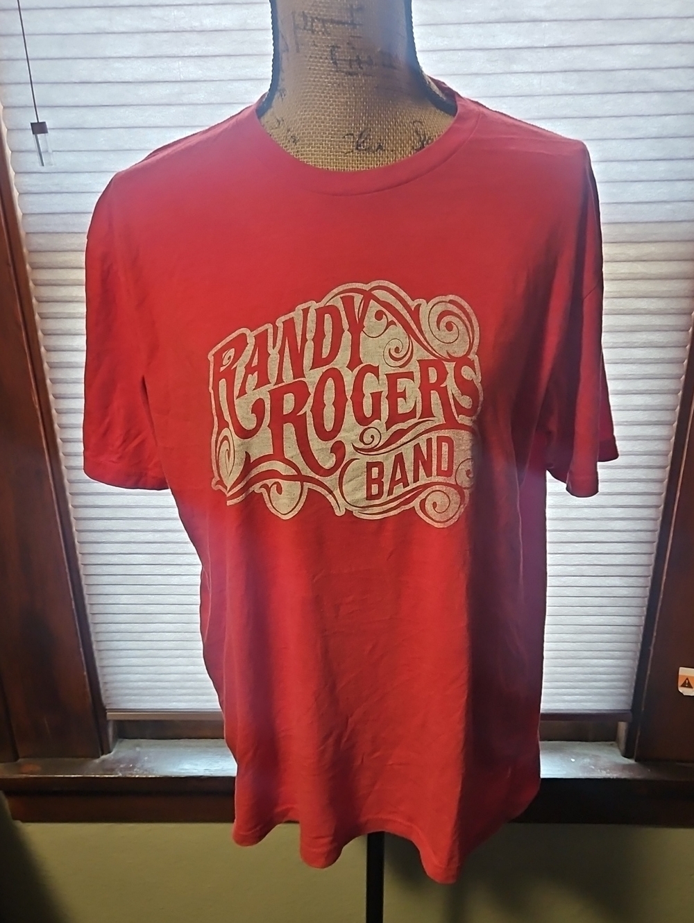 Next Level Apparel Red Tee with White Randy Rogers Band Script
